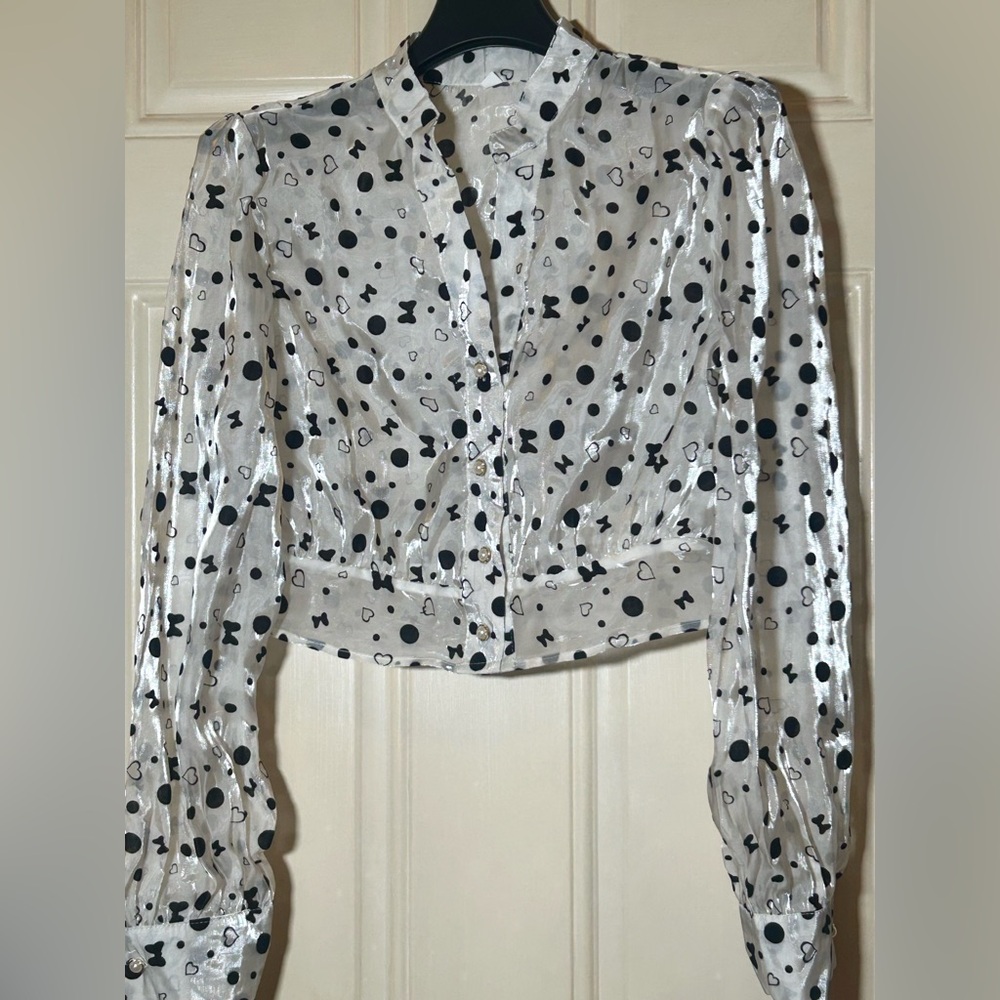 Polka Dot Button-Up Blouse